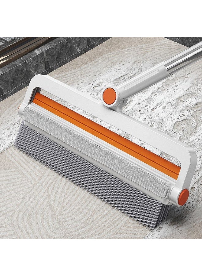 مكنسة سحرية مع ممسحة مطاط – فرشاة أرضيات 2 في 1 بمقبض طويل قابل للتعديل لتنظيف الحمام والمطبخ والبلاط - Image 1